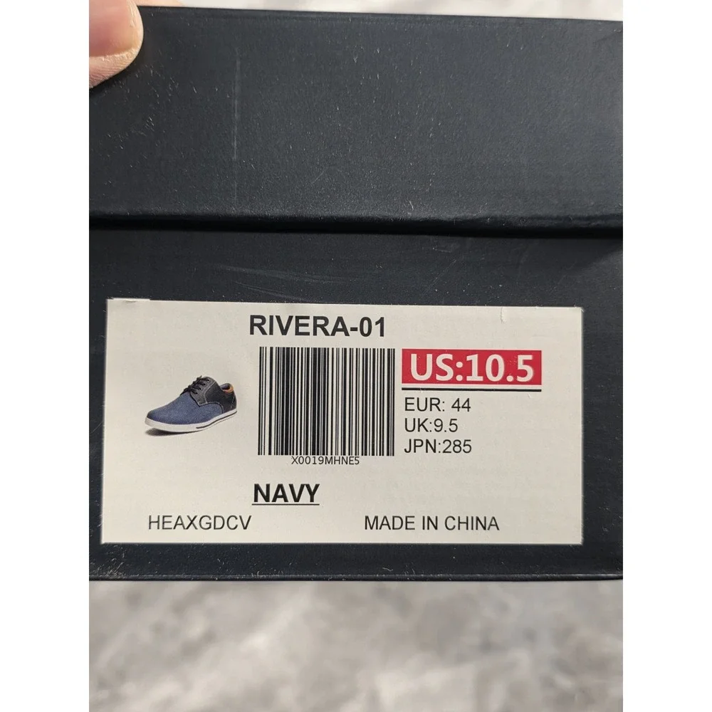 NEW Bruno Marc Rivera Navy Casual Canvas/Faux‎ Leather Oxford Sneaker Shoes 10.5